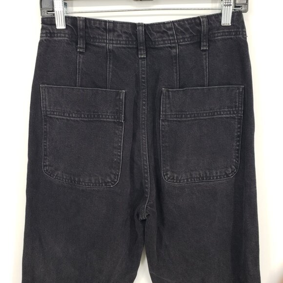 We The Free People Straight‎ Leg Jeans 27 High Rise Waist Raw Hem Faded Black - Picture 6 of 10
